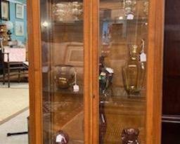 French Display Cabinet, Blenko and other Glass Pieces