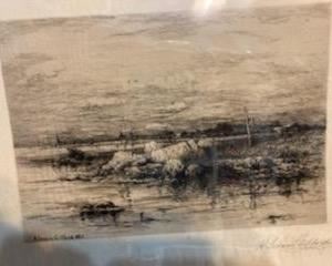 Robert Swain Gifford American Painter,  "The Mouth of the Apponigansett" Etcheing 1883