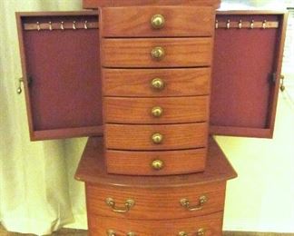 Oak jewelry Cabinet  (open)