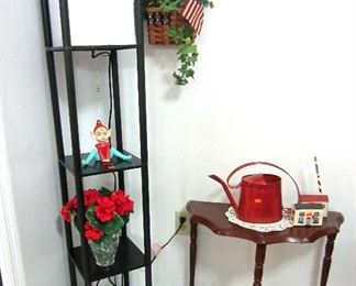 Tall lamp (top) shelf and small table
