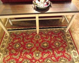 Sofa table/bench and area rug