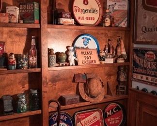 Antique beer trays and other memorabilia.