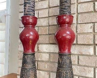 Pair of candlesticks w/candles, 2'H,  was $30, NOW $20