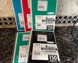 3 subject college  ruled notebook, 9.5" x 5.5",  was $2 each, NOW $1 each