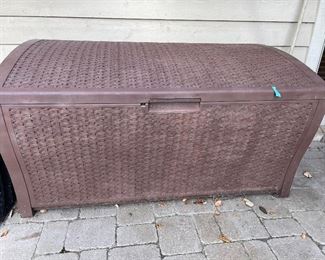 Plastic brown storage box,  was $30, NOW $20