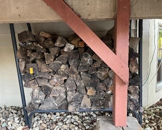 Cut firewood and firewood rack, $48