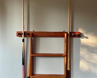 Pool cues and rack included