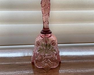 Vintage painted pink bell / Fenton,  was $15, NOW $10