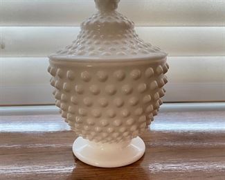 Fenton  milk glass hobnail candy dish w/lid, was $24, NOW $16