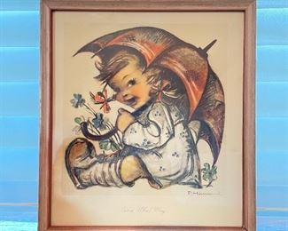  Vintage 1940's M.I. HUMMEL "Come What May" Framed Art Print (with glass) Herbert Dubler, was $15, NOW $10