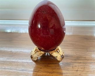 Marble polished red egg with gold butterfly holder, was $14, NOW $9