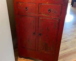 Arhaus red cabinet, 27.5" x 16"D x 41.5"H,  was $345, NOW $285