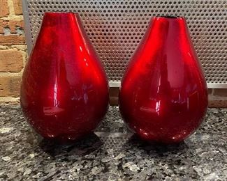 Crate & Barrel red vases ~great for the holidays! 10"H, -2 available - $15 each