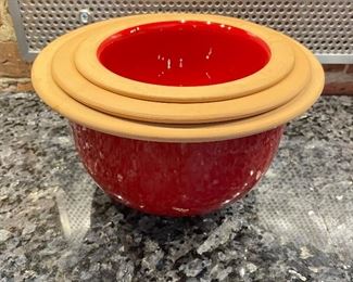 Red Nesting bowls (Italy), 10" diameter, 8.5" diameter, 7.25" diameter, was $30, NOW $25