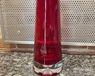 Deep red glass vase. Great for the holidays!  11"H, $20