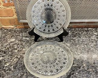 Vintage round glass plates - 2 available-, 9" diameter, $7 each