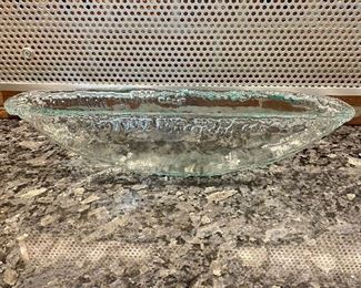 Vintage Oblong glass bowl, 17"L,  $8