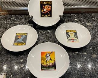 Pottery Barn 4 Italian art dessert plates,  was $8, NOW $5