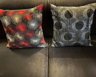 Red, black, grey pillow and grey pillow, 14" x 14",  was $15 each, NOW $10 each