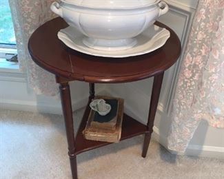 Drop leaf small occasional table, soup tureen