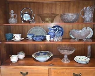 Cut glass, transferware, assorted china collectibles