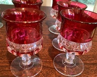 Indiana Glass Ruby Flashed Kings Crown Glass MCM
