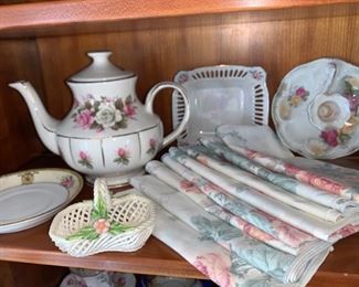 Rose china and trinket dishes