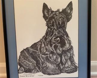 Signed Print Scottish Terrier 1994 