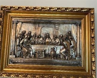 THE LORDS LAST SUPPER TIN AND WOOD FRAME