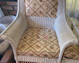 VERY NICE OLDER WICKER CHAIRS AND TABE