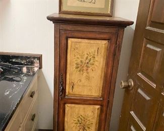 GREAT SMALL OLDER CABINET , AND HAND DONE HORSE PICTURE