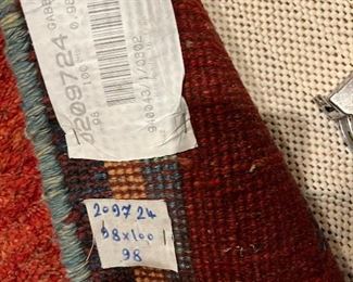 Back of the rug showing labeling.