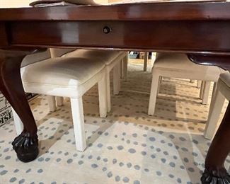 Another view of the table apron showing the spot where the crank to open it and close it when leaves are being taken in and out.