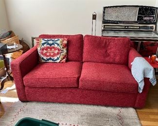 $380. Crate and barrel loveseat 69 inches wide by 36 inches deep by 33 inches high