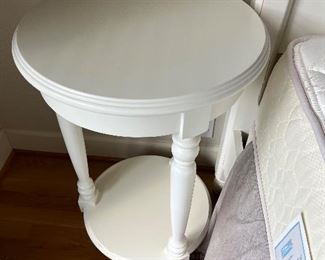 $240   One of a pair of Pottery Barn bedside tables.  Each is 18 inches in diameter by 28 inches high.