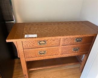 $120. Mission style false fronted chest, top lifts up to reveal storage.  Current owner used for files but many things come to mind.   Terrific piece measures 42 inches wide by 30 inches high by 17 inches deep.