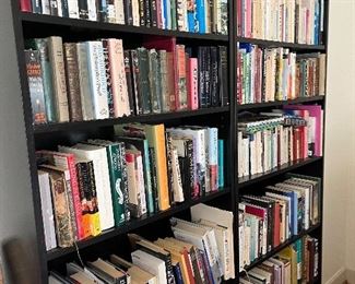 $60 a pair of black book cases. Each is 31.5 inches wide by 11 inches deep by 80 inches high.