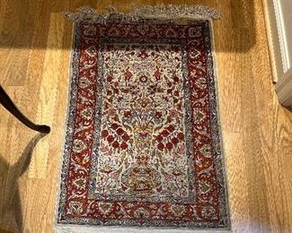 $340. Turkish silk carpet. 1'9" x 2'6"