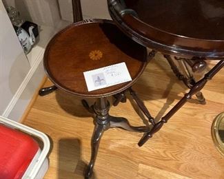 $120. Small antique drinks table 10.5" in diameter x 21"h.