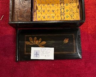 $240  Tiles in this antique Bakelite Mah-Jong set.  Beautiful box seen in next photo