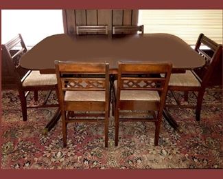 Antique Table and Large Antique Rug