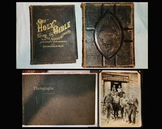 Bibles from the Late 1800s and Old Photo Album with Old Military Photos and More