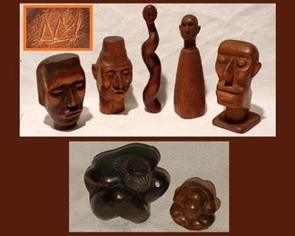 Carved Wooden Figures Nicholas Mocharniuk "Nimo" on the Top Row, all marked 
