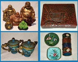 Asian Inspired Items including a small Buddha Collection 