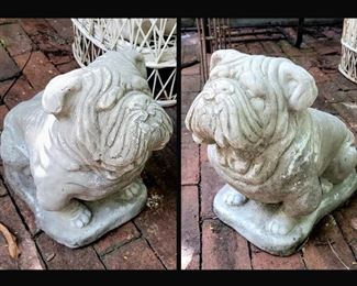 Cutest Pair of Solid Cement Bulldogs