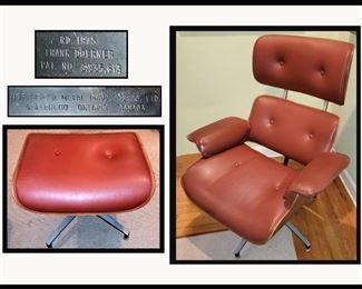 Frank Doerner Northfield Metal Products Eames Style Chair & Ottoman 