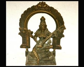 Saraswati, the Hindu Goddess of Music and the Creative Arts; Very Substantial Piece in Excellent Condition 