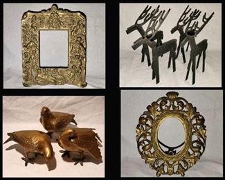 Ornate Metal Frames, Cool Cast Iron Reindeer and Brass Birds