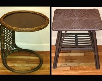 Over the Sofa Table and Showing One of a Matching Pair of Vintage Wicker Tables