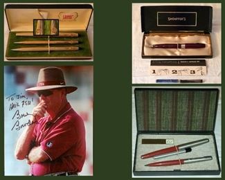 Gulf Oil Pens and Vintage Pen Sets and Signed Bobby Bowden Photo 